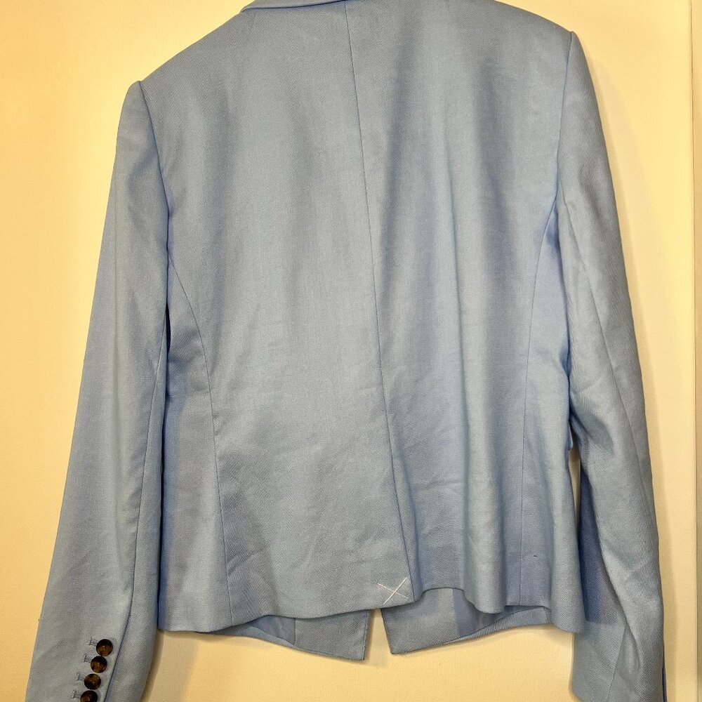 Ann Taylor NWT One-Button Peak Lapel Linen Twill Blazer Light Blue Size 2 - Picture 5 of 7
